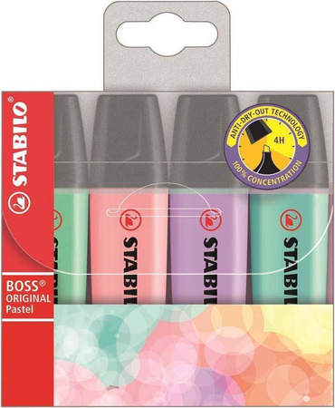 Zakreślacz STABILO BOSS 70/4-2 mix*4 pastel 2-5mm 4szt.