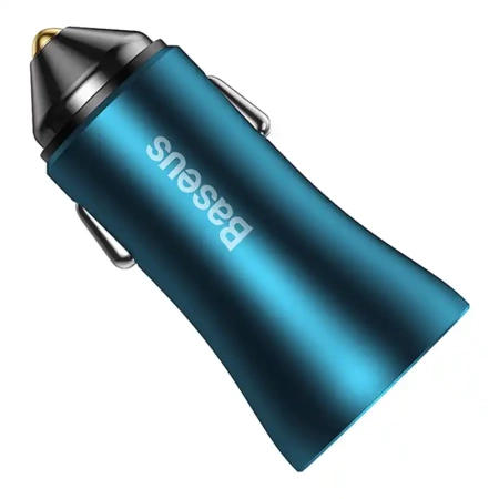 ŁADOWARKA SAMOCHODOWA BASEUS GOLDEN CONTACTOR MAX, USB + USB-C, 60W (NIEBIESKA)