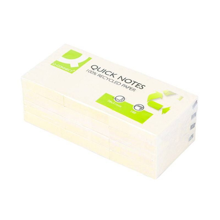 KARTECZKI SAMOPRZYLEPNE 38X51MM Q-CONNECT 100% RECYCLED ŻÓŁTE 3X100KART