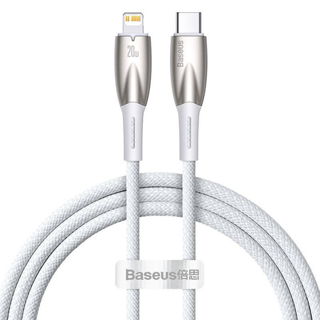 KABEL USB-C DO LIGHTNING BASEUS GLIMMER, 20W, 1M (BIAŁY)