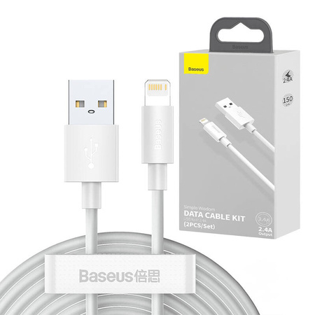 Kabel BASEUS Simple Wisdom USB-A-Lightning 1.5m 2szt. (biały)