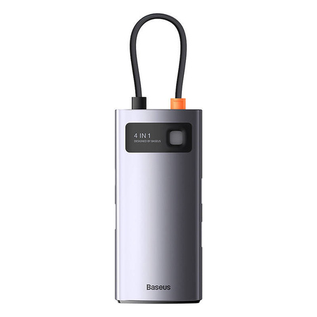 HUB 4W1 BASEUS METAL GLEAM SERIES, USB-C DO 3X USB 3.0 + ETHERNET RJ45