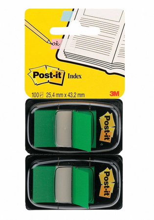 ZAKŁADKI INDEKSUJĄCE FOLIOWE 25,4X43,2MM 3M POST-IT® 680-G2EU ZIELONE 2X50SZT