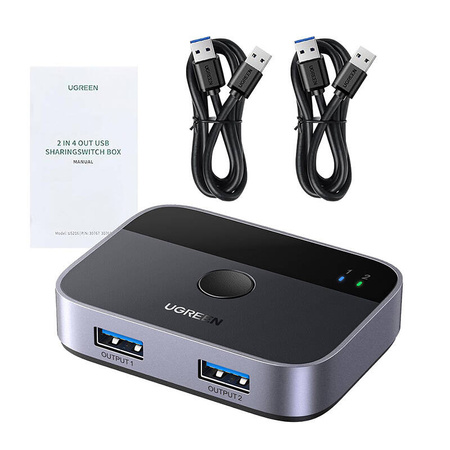 PRZEŁĄCZNIK / SWITCH USB 3.0 (2X2) UGREEN CM757, 5 GBPS + 2X KABEL USB 1.5M