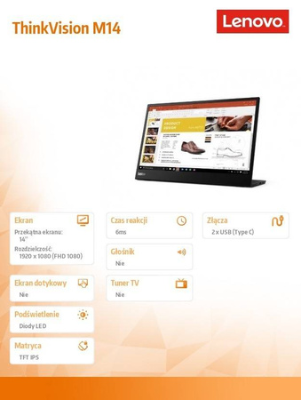 LENOVO MONITOR 14.0 THINKVISION M14 WLED LCD 61DDUAT6EU