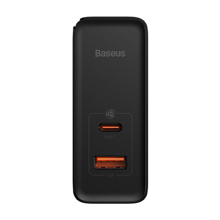 ŁADOWARKA SIECIOWA BASEUS GAN5 PRO, USB-C + USB, 100W + KABEL (CZARNA)