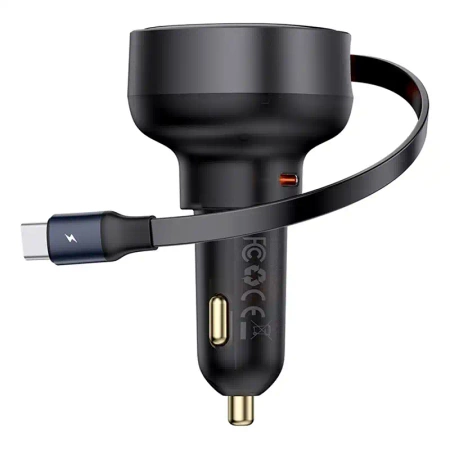 Ładowarka samochodowa Baseus Enjoyment Pro z kablem USB-C, 60W (czarna)
