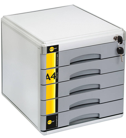 SZAFKA NA DOKUMENTY NA ZAMEK 5 SZUFLAD A4 YELLOW ONE YL-SM05 120-1777 305X347X300MM METALOWA