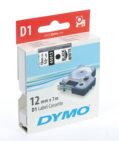 TASIEMKA ORYGINALNA KOLOR NADRUKU: CZARNY/KOLOR TŁA: BIAŁE DYMO S0720530/45013 12MM X 7 M