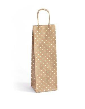 TOREBKA NA PREZENTY 35X10X12CM ARGO 257007 CIEMNOBEŻOWA ZŁOTE KROPKI PAPIER KRAFT 5SZT