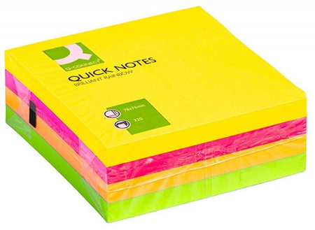 KARTECZKI SAMOPRZYLEPNE 76X76MM Q-CONNECT BRILLIANT MIX NEON 320KART