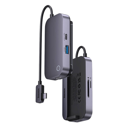 HUB 6IN1 BASEUS PADJOY SERIES USB-C DO USB 3.0 + HDMI + USB-C PD + JACK 3.5MM + SD/TF (SZARY)