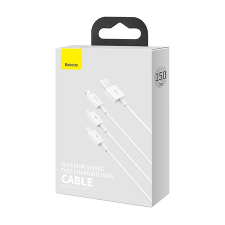Kabel BASEUS Superior Series USB-A-micro/USB-C/Lightning 1.5m (biały)