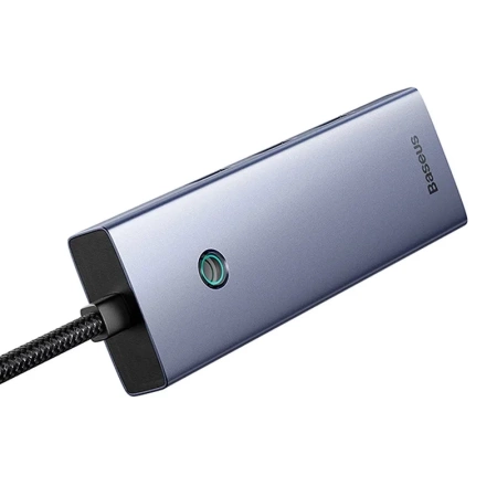 Hub Baseus UltraJoy Series Lite 4-Port (USB do USB 3.0*3+RJ45*1+USB-C 5V) (szary)