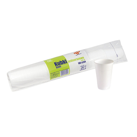 KUBEK 8571009371 BIAŁY PLASTIKOWY 200 ML 100 SZT