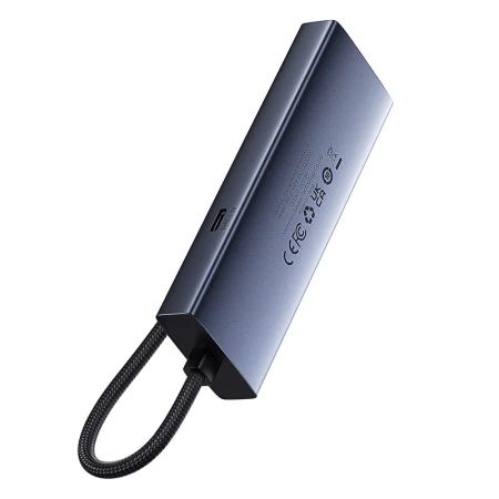 Hub Baseus UltraJoy Series Lite 4-Port (USB do USB 3.0*3+RJ45*1+USB-C 5V) (szary)