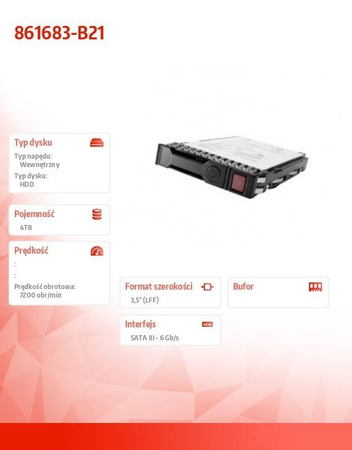 HEWLETT PACKARD ENTERPRISE DYSK 4TB SATA 7.2K LFF HDD 861683-B21