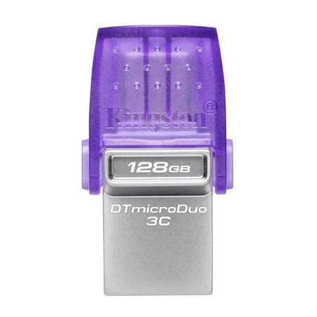 KINGSTON USB FLASH DISK OTG, USB 3.0, 128GB, DATA TRAVELER MICRODUO3 G2, SREBRNO-FIOLETOWY, DTDUO3CG3/128GB, USB A / USB C
