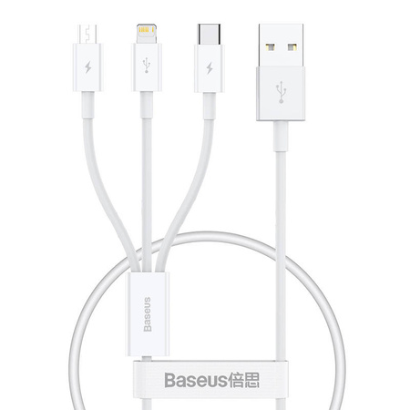 Kabel szybkiego ładowania Baseus Superior Data USB do M+L+C 3.5A 0.5M(White)