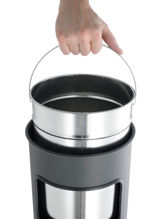 KOSZ NA ŚMIECI OKRĄGŁY METALOWY Z POPIELNICZKĄ 17L DURABLE 333023 SREBRNY