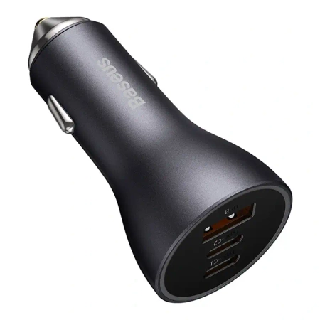 ŁADOWARKA SAMOCHODOWA BASEUS GOLDEN CONTACTOR PRO, 2X USB-C, 1X USB, 65W (SZARA)