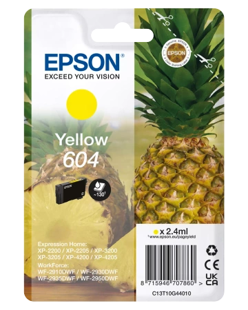 EPSON ORYGINALNY INK / TUSZ C13T10G44010, T10G440, 604, YELLOW, 2.4ML, EPSON XP-2200, XP-3200, XP-4200, WF-2930DWF, WF-2950DWF