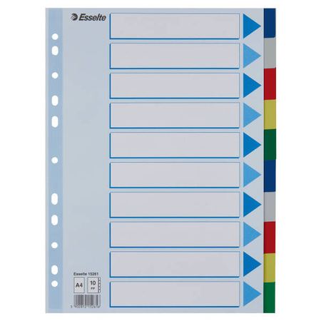 PRZEKŁADKI A4 ESSELTE 15261 MIX PP 10SZT