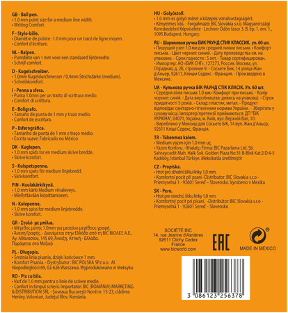 DŁUGOPIS JEDNORAZOWY BIC ROUND STIC 921403 NIEBIESKI 1.0MM NIEBIESKA OBUDOWA