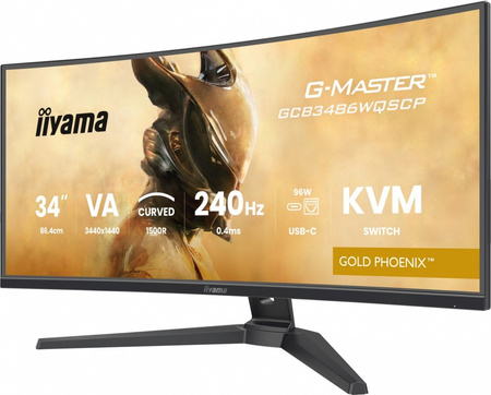 IIYAMA MONITOR G-MASTER 34 CALE GCB3486WQSCP-B1,VA,UWQHD,240HZ,0.4MS,1500R,HDR400,500CD,21:9,HDMI (2.1), USB-C DOCK 95W, RJ45, 2X5W, KVM,PIP