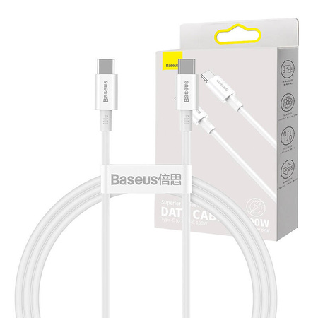 KABEL USB-C DO USB-C BASEUS SUPERIOR SERIES, 100W, 1M (BIAŁY)