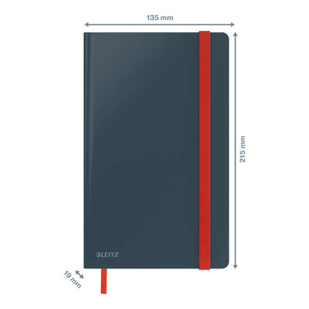 NOTATNIK A5 LEITZ COSY SOFT TOUCH 44540089 AKSAMITNY SZARY W KRATKĘ TWARDA OPRAWA 96 KARTEK
