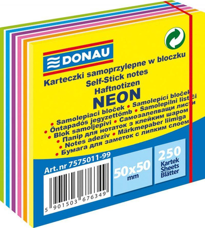 KARTECZKI SAMOPRZYLEPNE 50X50MM DONAU NEON 250KART