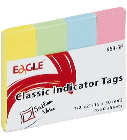 ZAKŁADKI INDEKSUJĄCE PAPIEROWE 15X50MM EAGLE 659-5P 150-1243 PASTEL*4 4X50SZT