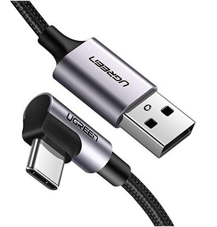 Kabel UGREEN US284 USB-A-USB-C 3m kątowy (czarny)