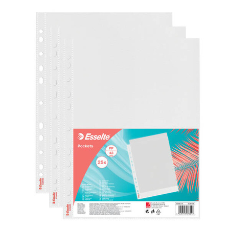 KOSZULKI GROSZKOWE A4 ESSELTE 628486 MIX 43MIC 25SZT