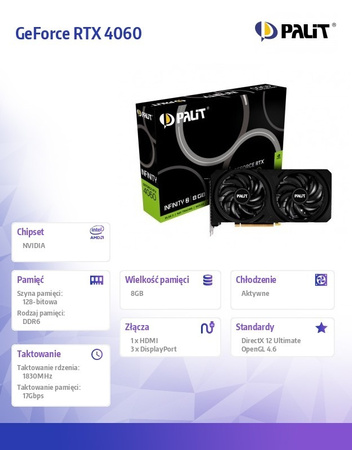 PALIT KARTA GRAFICZNA GEFORCE RTX 4060 INFINITY 2 8GB GDDR6 128BIT