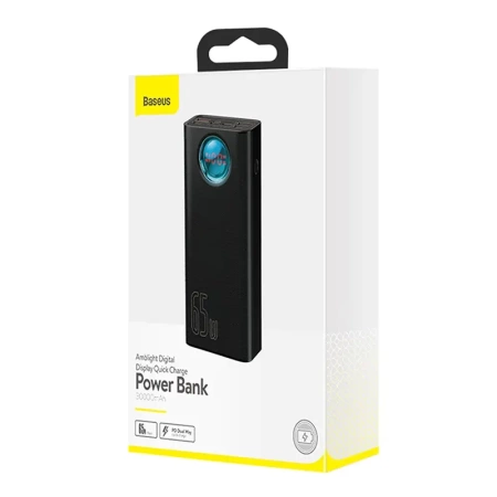 POWERBANK BASEUS AMBLIGHT 30000MAH, 4XUSB, USB-C, 65W (CZARNY)