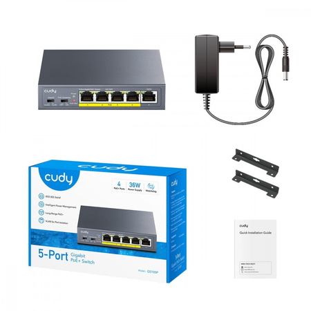 CUDY PRZEŁĄCZNIK GS105P 5-PORT GIGABIT POE+ SWITCH 36W