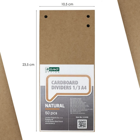 PRZEKŁADKI 1/3 A4 D.RECT CRAFT KARTON 300G 50SZT