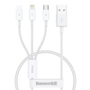 KABEL SZYBKIEGO ŁADOWANIA  BASEUS SUPERIOR DATA USB DO M+L+C 3.5A 0.5M(WHITE)