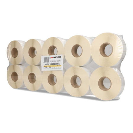 ETYKIETY SAMOPRZYLEPNE 32X20MM TERMICZNE W ROLCE EMERSON TERMO ECO BIAŁE 10ROLEK*2500SZT