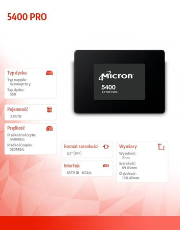 MICRON DYSK SSD 5400 PRO 3840GB MTFDDAK3T8TGA-1BC1ZABYYR