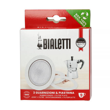 BIALETTI - USZCZELKA (3 SZT.) + SITKO DO KAWIAREK ALUMINIOWYCH BIALETTI 9TZ