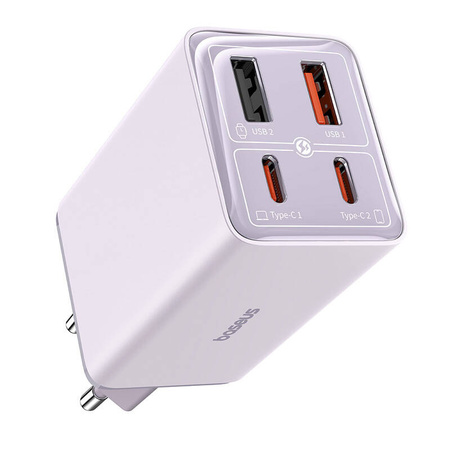 ŁADOWARKA SIECIOWA BASEUS GAN6 PRO, 2XUSB-C + 2XUSB, 65W (FIOLETOWA)