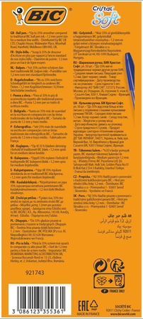 DŁUGOPIS BIC CRISTAL SOFT 951434 NIEBIESKI 1.2MM PRZEZROCZYSTA JASNONIEBIESKA OBUDOWA