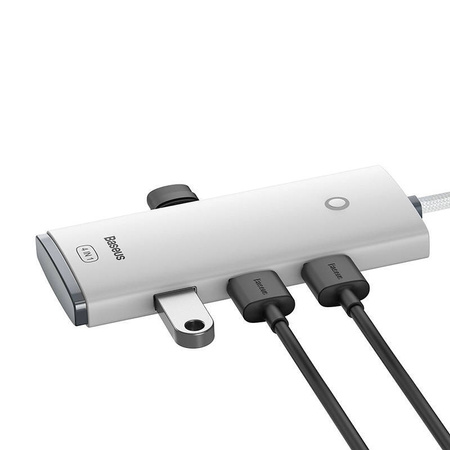 HUB 4W1 BASEUS LITE SERIES USB-C DO 4X USB 3.0 + USB-C, 25CM (BIAŁY)