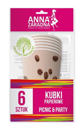KUBKI PAPIEROWE ANNA ZARADNA MIX KOLORÓW 200ML 6SZT