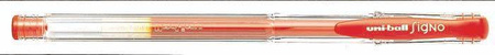 DŁUGOPIS ŻELOWY UNI UM-100 138696 CZERWONY 0.5MM OBUDOWA TRANSPARENTNA