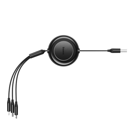 KABEL USB 3W1 BASEUS BRIGHT MIRROR 2, MICRO USB / LIGHTNING / USB-C, PŁASKI, 3.5A, 1.1M (CZARNY)