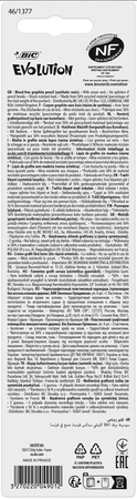 OŁÓWEK OSTRZONY Z GUMKĄ BEZDRZEWNY BIC EVOLUTION ORIGINAL 655 HB 8902753 HB BLISTER 4SZT
